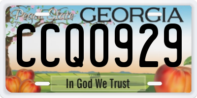 GA license plate CCQ0929