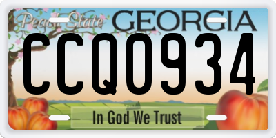 GA license plate CCQ0934