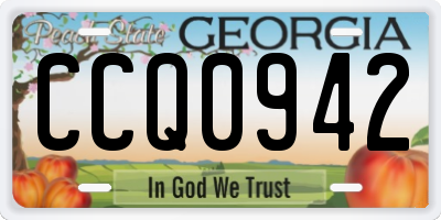 GA license plate CCQ0942