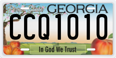 GA license plate CCQ1010