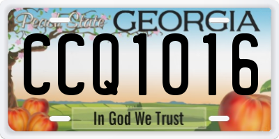 GA license plate CCQ1016