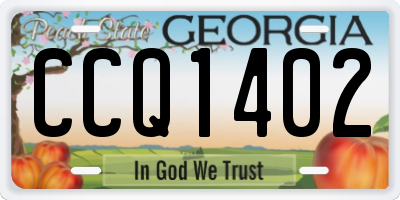 GA license plate CCQ1402