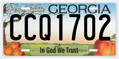 GA license plate CCQ1702