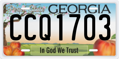 GA license plate CCQ1703