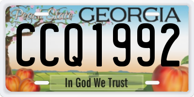 GA license plate CCQ1992