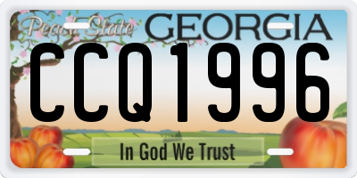GA license plate CCQ1996