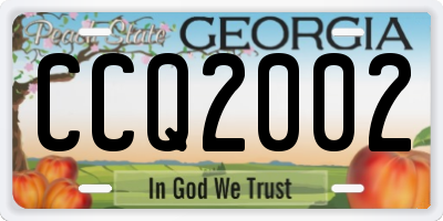 GA license plate CCQ2002