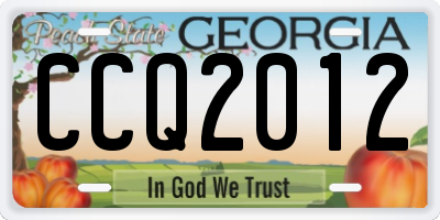 GA license plate CCQ2012