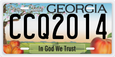 GA license plate CCQ2014