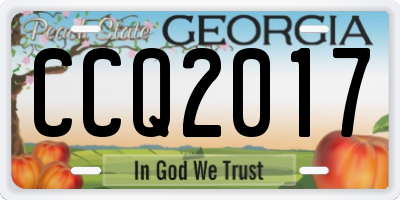GA license plate CCQ2017