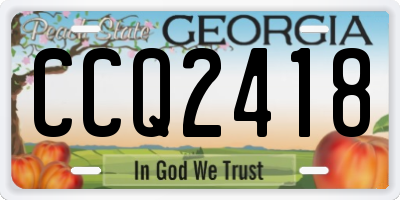 GA license plate CCQ2418