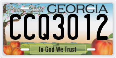 GA license plate CCQ3012