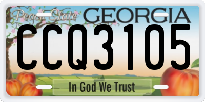 GA license plate CCQ3105