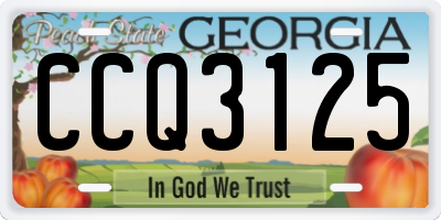 GA license plate CCQ3125