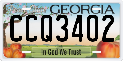 GA license plate CCQ3402