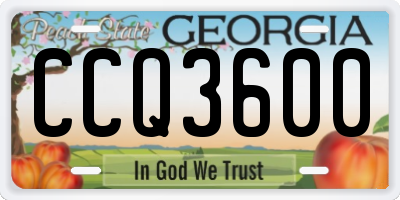 GA license plate CCQ3600