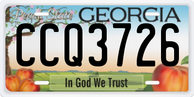 GA license plate CCQ3726