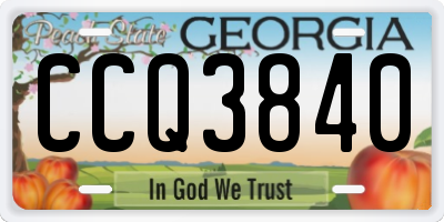 GA license plate CCQ3840