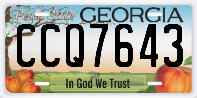 GA license plate CCQ7643