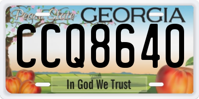 GA license plate CCQ8640