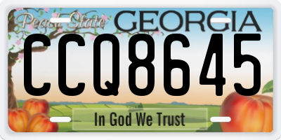 GA license plate CCQ8645