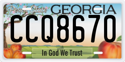 GA license plate CCQ8670