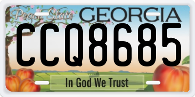 GA license plate CCQ8685