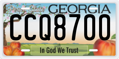 GA license plate CCQ8700
