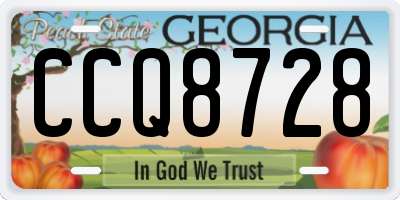 GA license plate CCQ8728