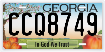 GA license plate CCQ8749