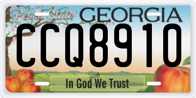 GA license plate CCQ8910
