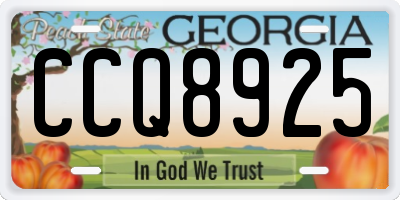 GA license plate CCQ8925