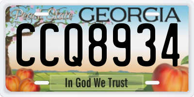 GA license plate CCQ8934