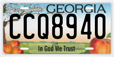 GA license plate CCQ8940