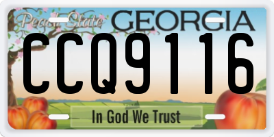 GA license plate CCQ9116