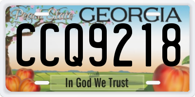 GA license plate CCQ9218