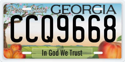 GA license plate CCQ9668