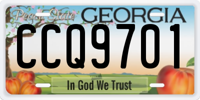 GA license plate CCQ9701