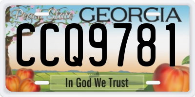 GA license plate CCQ9781