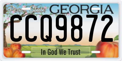 GA license plate CCQ9872