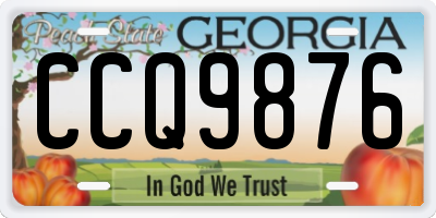 GA license plate CCQ9876