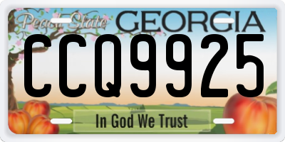 GA license plate CCQ9925