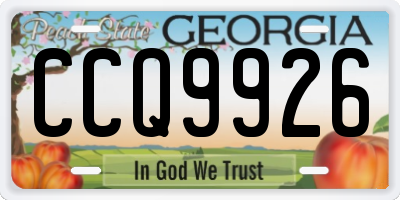 GA license plate CCQ9926