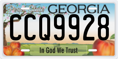 GA license plate CCQ9928