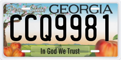 GA license plate CCQ9981