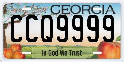 GA license plate CCQ9999