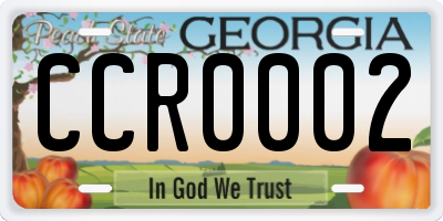 GA license plate CCR0002