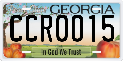 GA license plate CCR0015
