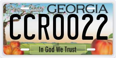 GA license plate CCR0022