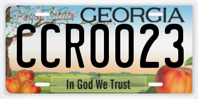 GA license plate CCR0023